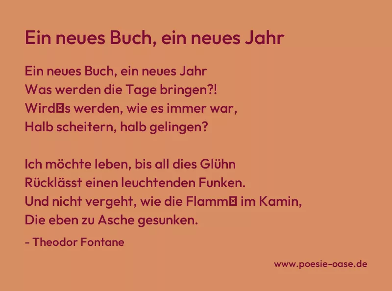 Gedicht: Ein neues Buch, ein neues Jahr von Theodor Fontane