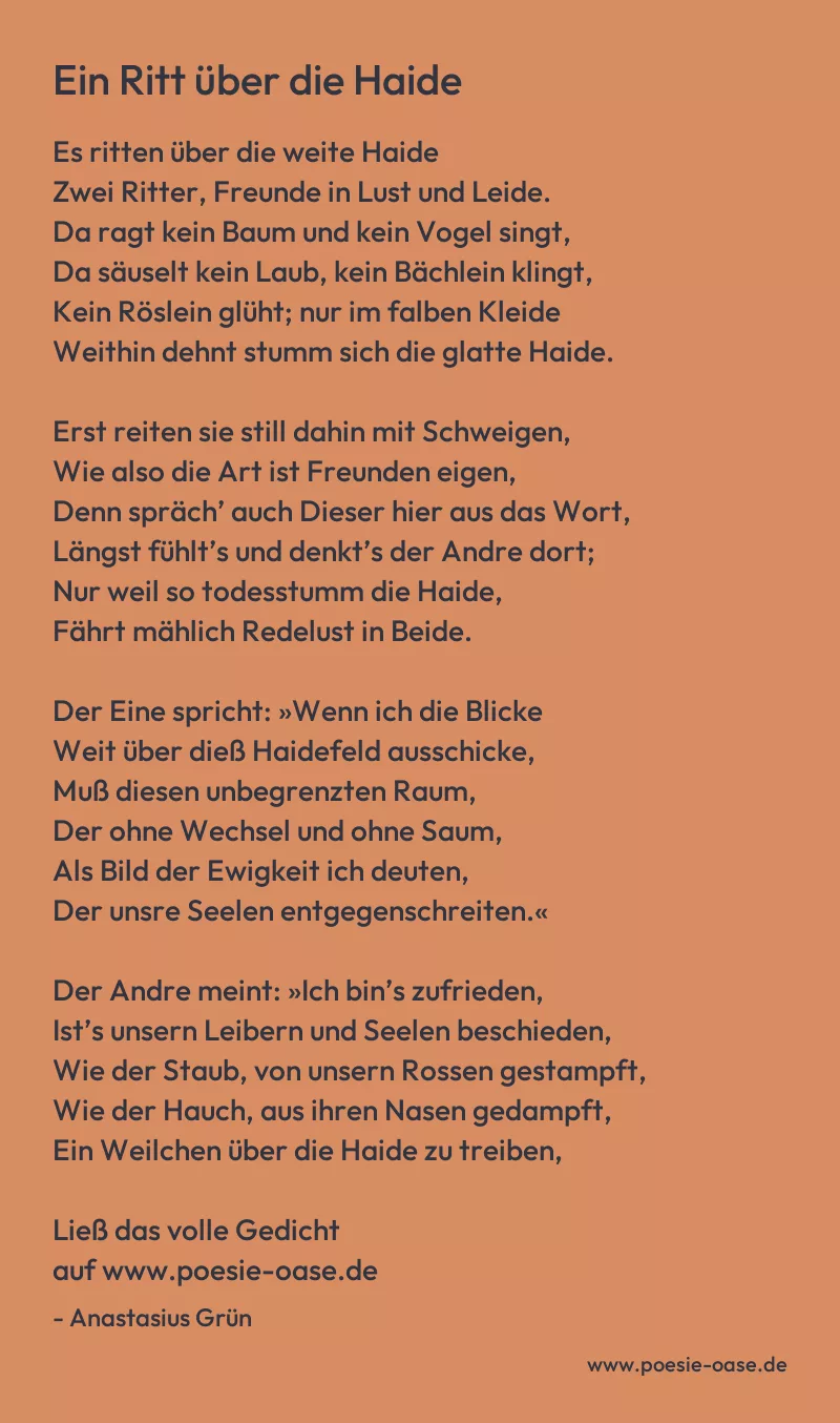 Gedicht: Ein Ritt über die Haide von Anastasius Grün