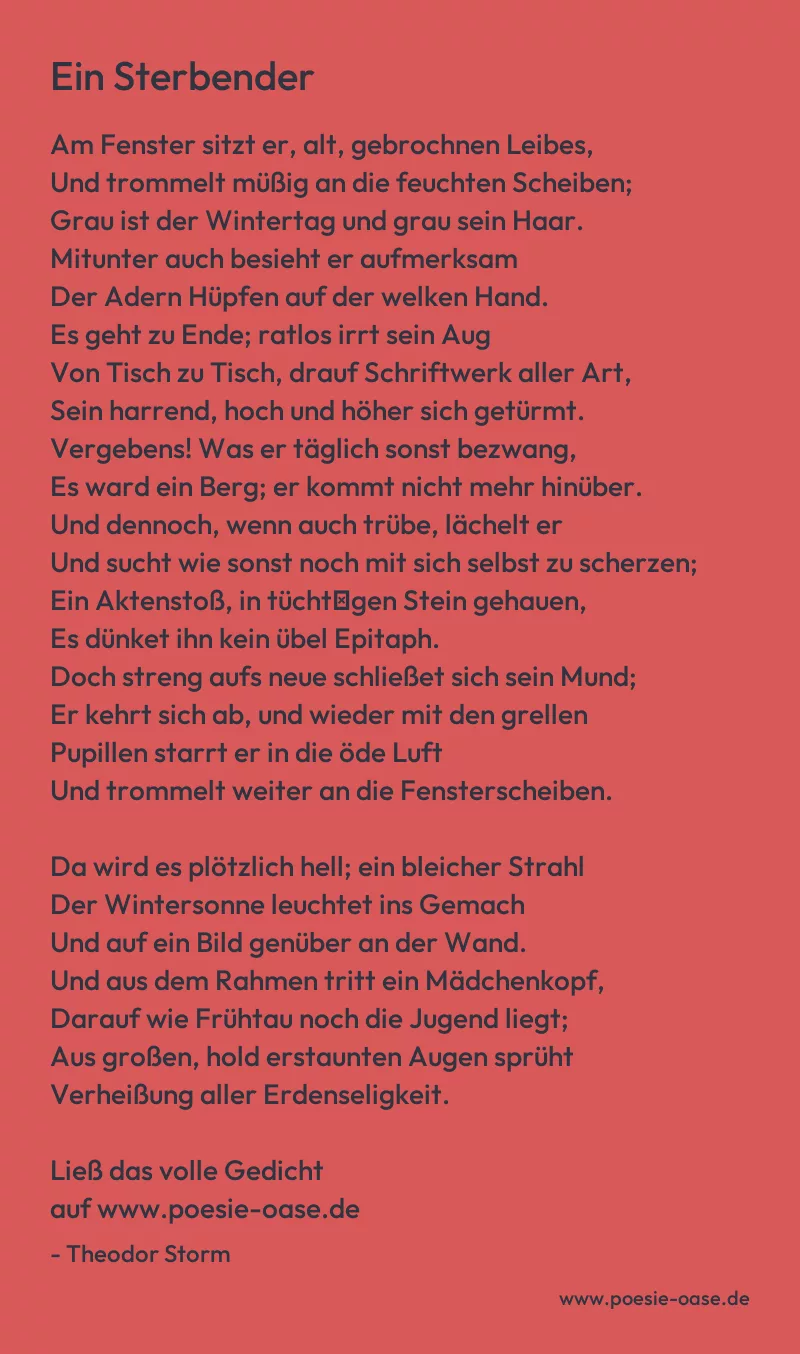 Gedicht: Ein Sterbender von Theodor Storm