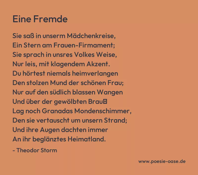 Gedicht: Eine Fremde von Theodor Storm