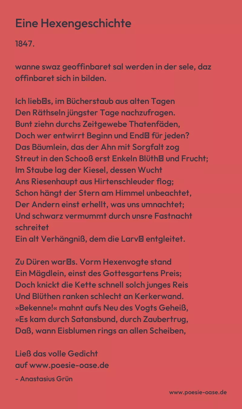Gedicht: Eine Hexengeschichte von Anastasius Grün