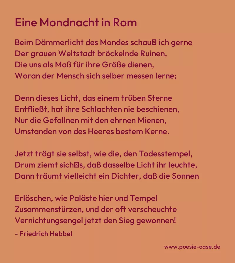 Gedicht: Eine Mondnacht in Rom von Friedrich Hebbel