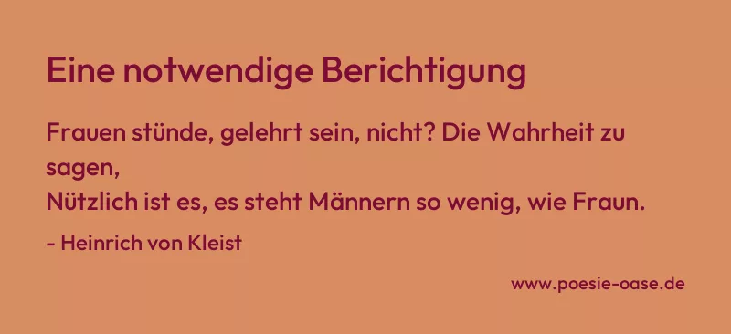 Gedicht: Eine notwendige Berichtigung von Heinrich von Kleist