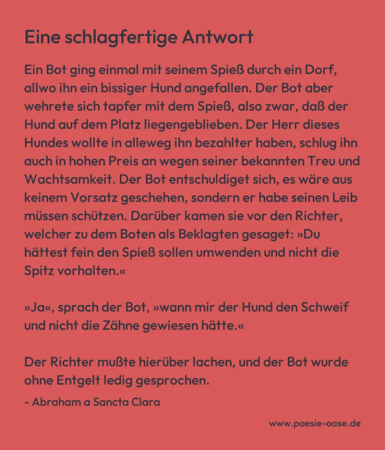 Eine schlagfertige Antwort