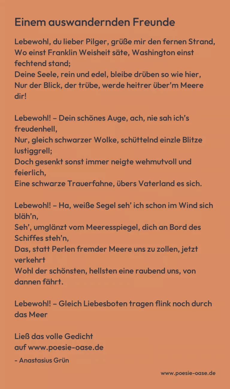 Einem auswandernden Freunde