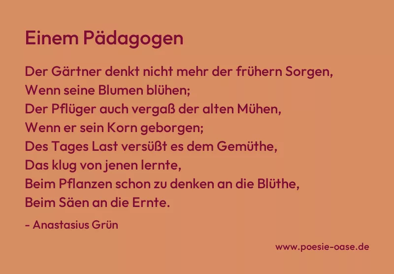 Gedicht: Einem Pädagogen von Anastasius Grün