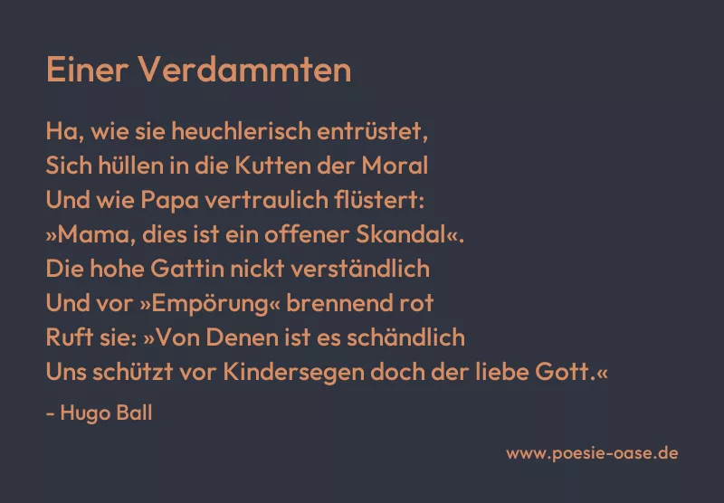 Gedicht: Einer Verdammten von Hugo Ball
