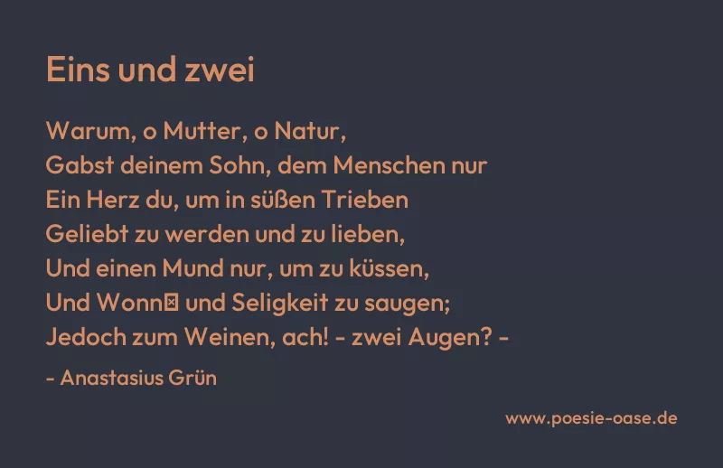 Gedicht: Eins und zwei von Anastasius Grün