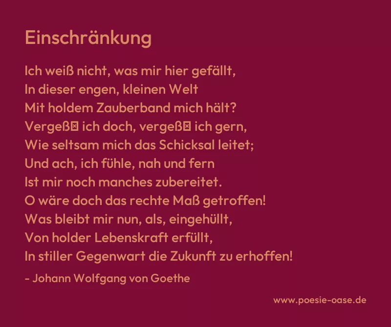 Gedicht: Einschränkung von Johann Wolfgang von Goethe