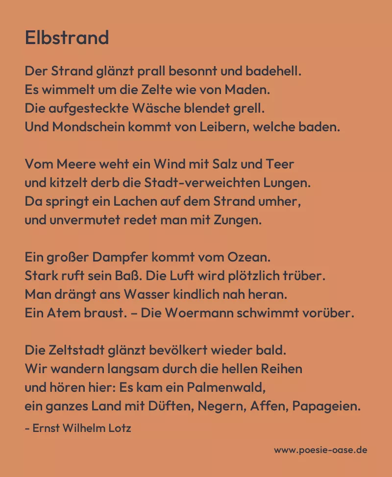 Gedicht: Elbstrand von Ernst Wilhelm Lotz