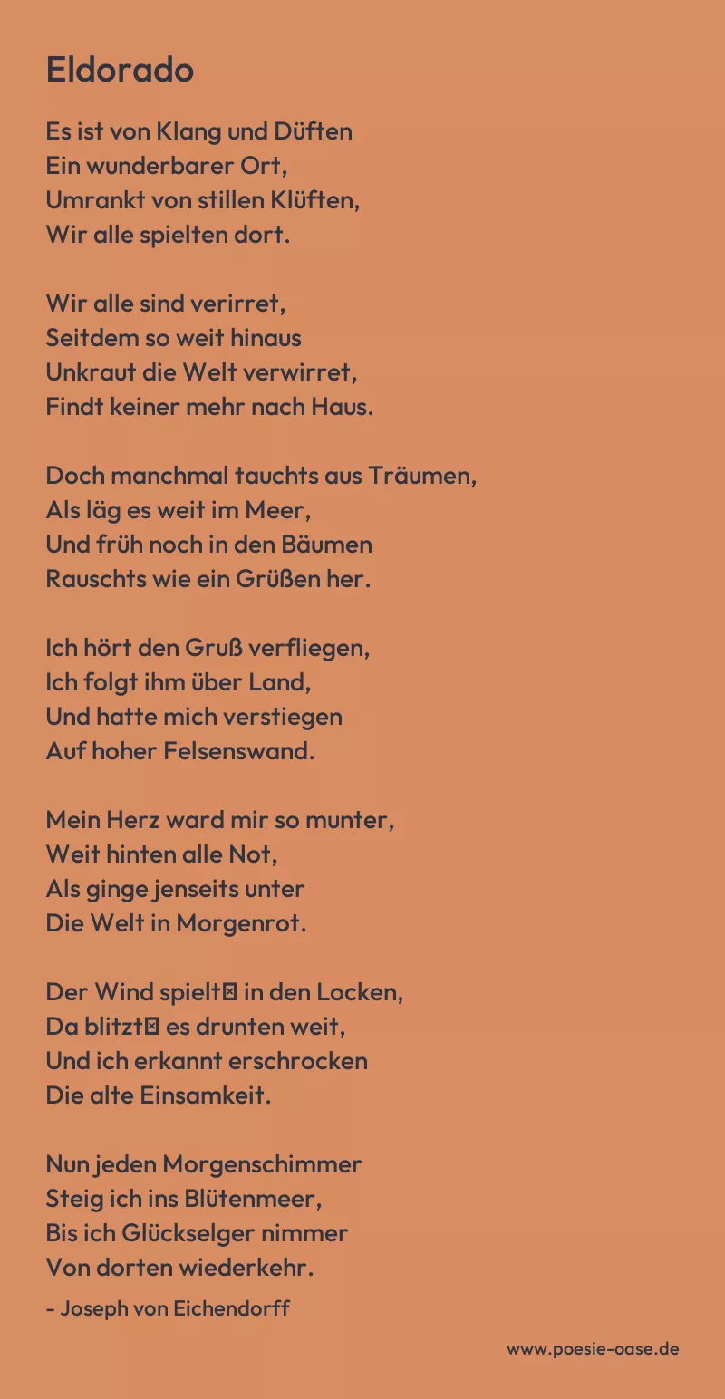 Gedicht: Eldorado von Joseph von Eichendorff