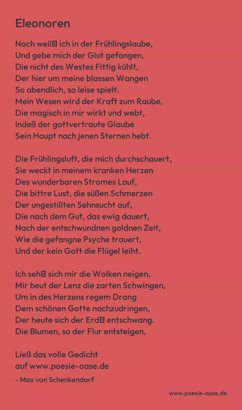 Gedicht: Eleonoren von Max von Schenkendorf