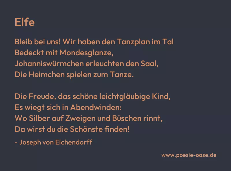 Gedicht: Elfe von Joseph von Eichendorff