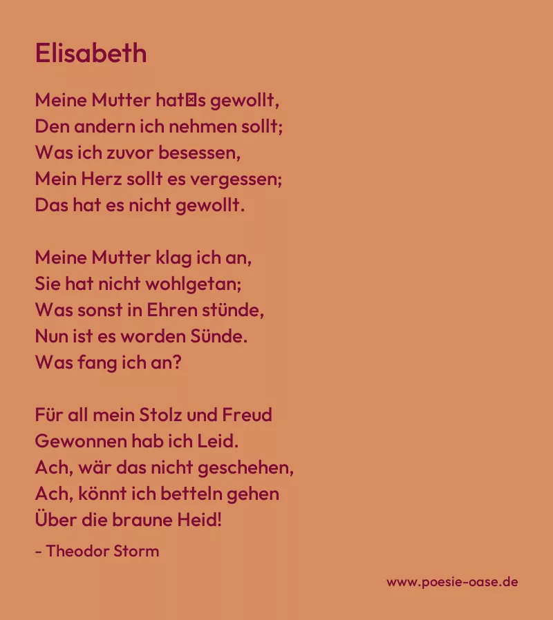 Gedicht: Elisabeth von Theodor Storm