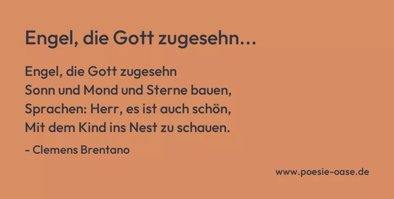Gedicht: Engel, die Gott zugesehn... von Clemens Brentano