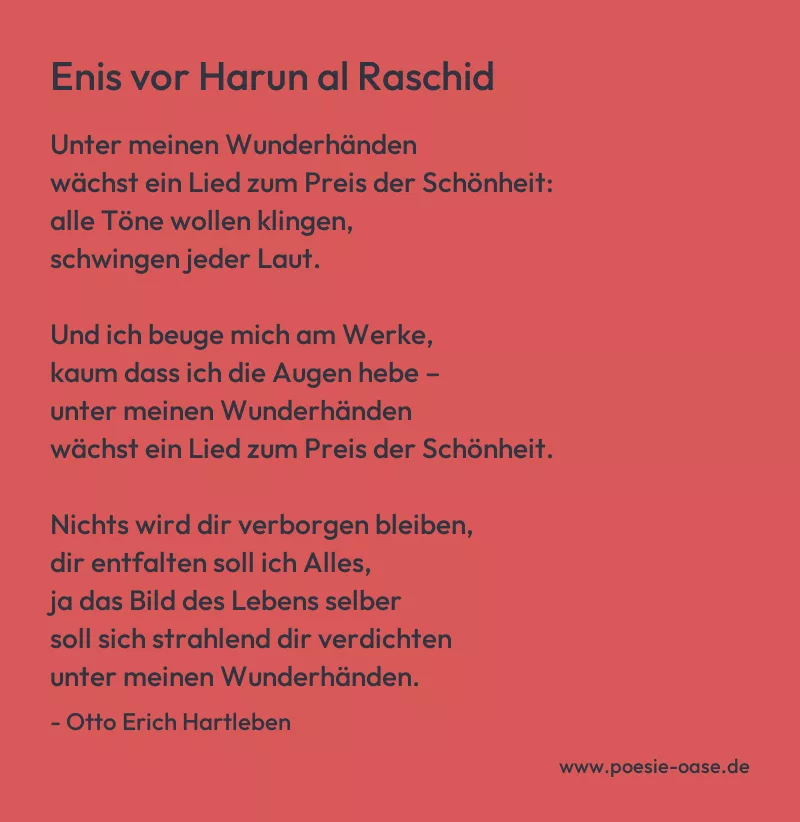 Gedicht: Enis vor Harun al Raschid von Otto Erich Hartleben