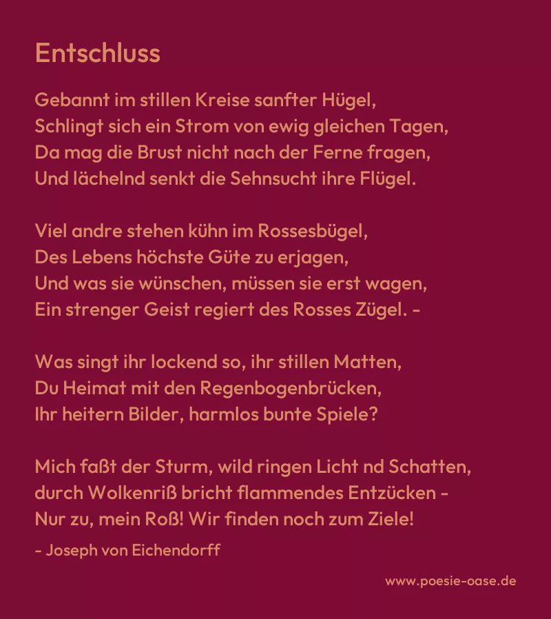 Gedicht: Entschluss von Joseph von Eichendorff