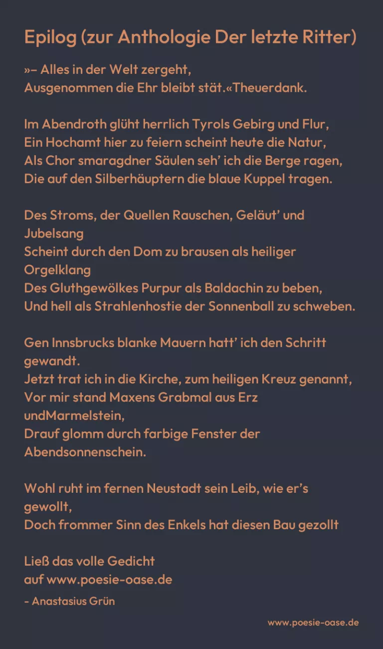 Epilog (zur Anthologie Der letzte Ritter)
