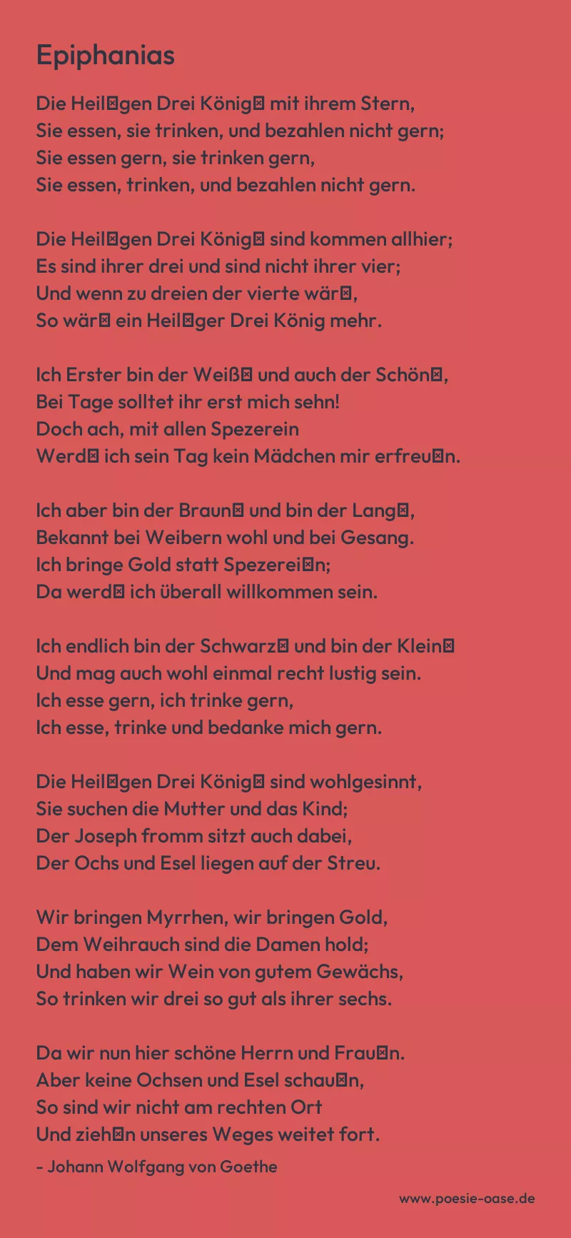 Gedicht: Epiphanias von Johann Wolfgang von Goethe