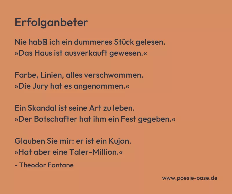 Gedicht: Erfolganbeter von Theodor Fontane