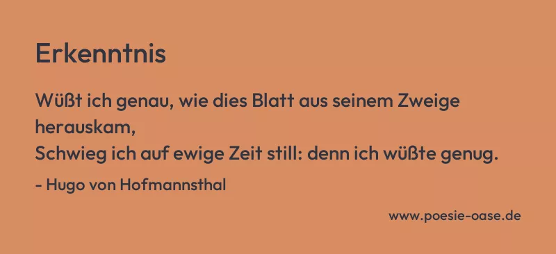 Gedicht: Erkenntnis von Hugo von Hofmannsthal