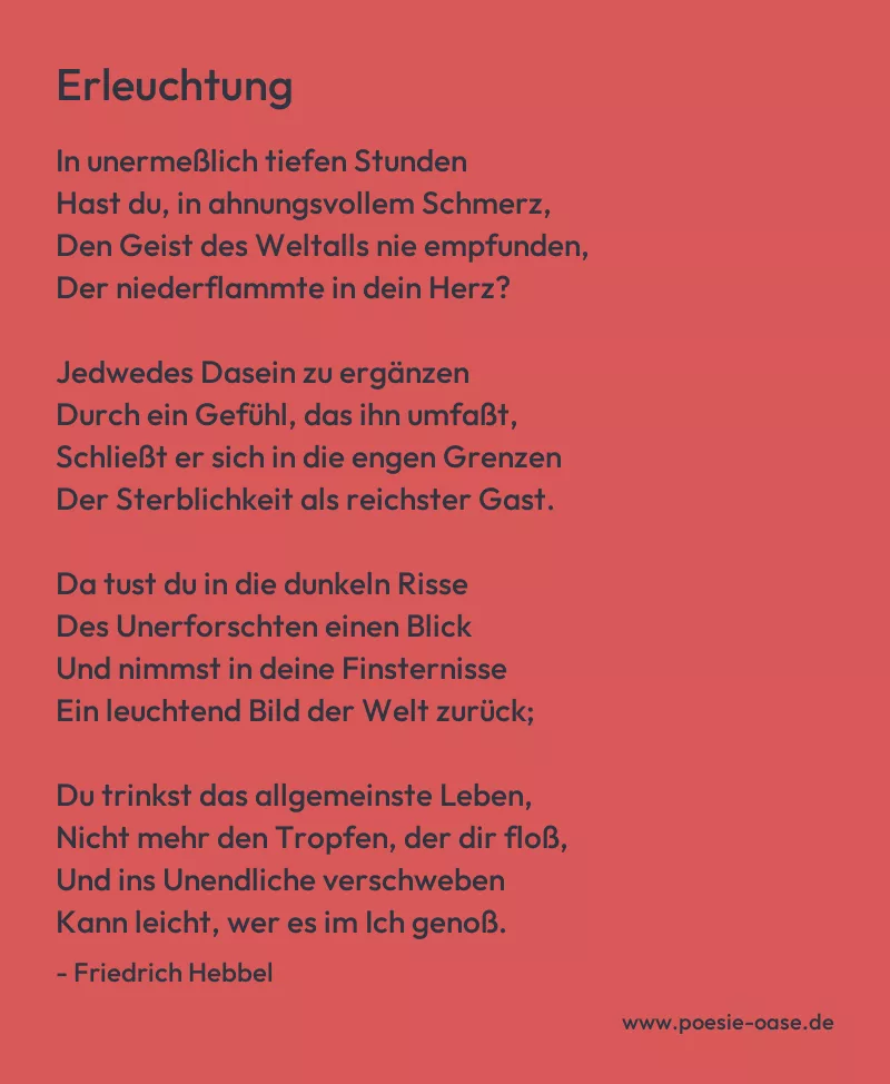 Gedicht: Erleuchtung von Friedrich Hebbel