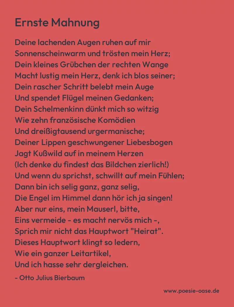 Gedicht: Ernste Mahnung von Otto Julius Bierbaum