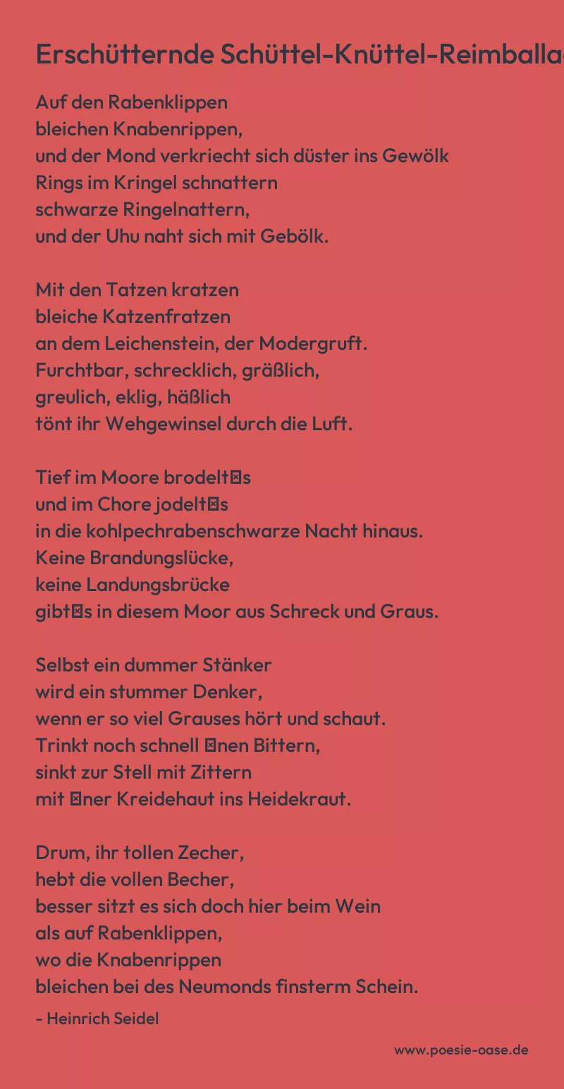 Gedicht: Erschütternde Schüttel-Knüttel-Reimballade von Heinrich Seidel