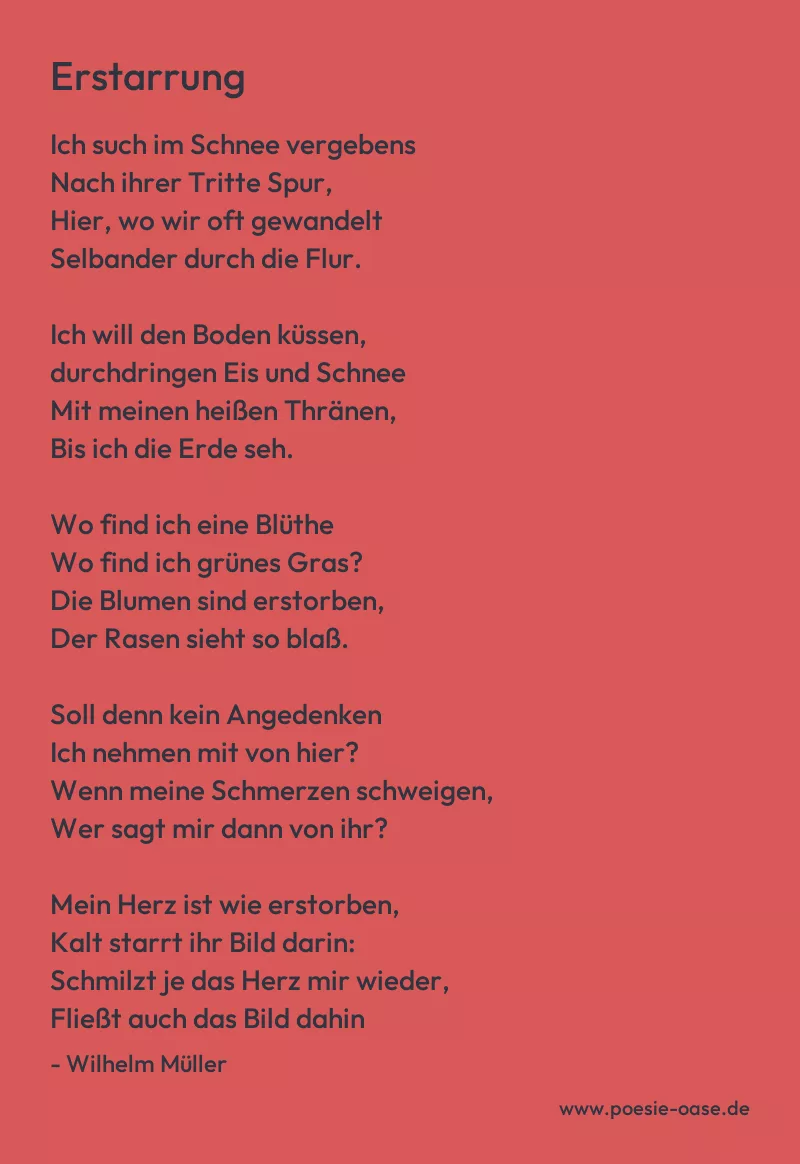 Gedicht: Erstarrung von Wilhelm Müller