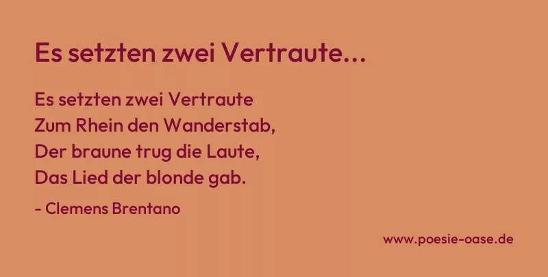 Gedicht: Es setzten zwei Vertraute... von Clemens Brentano