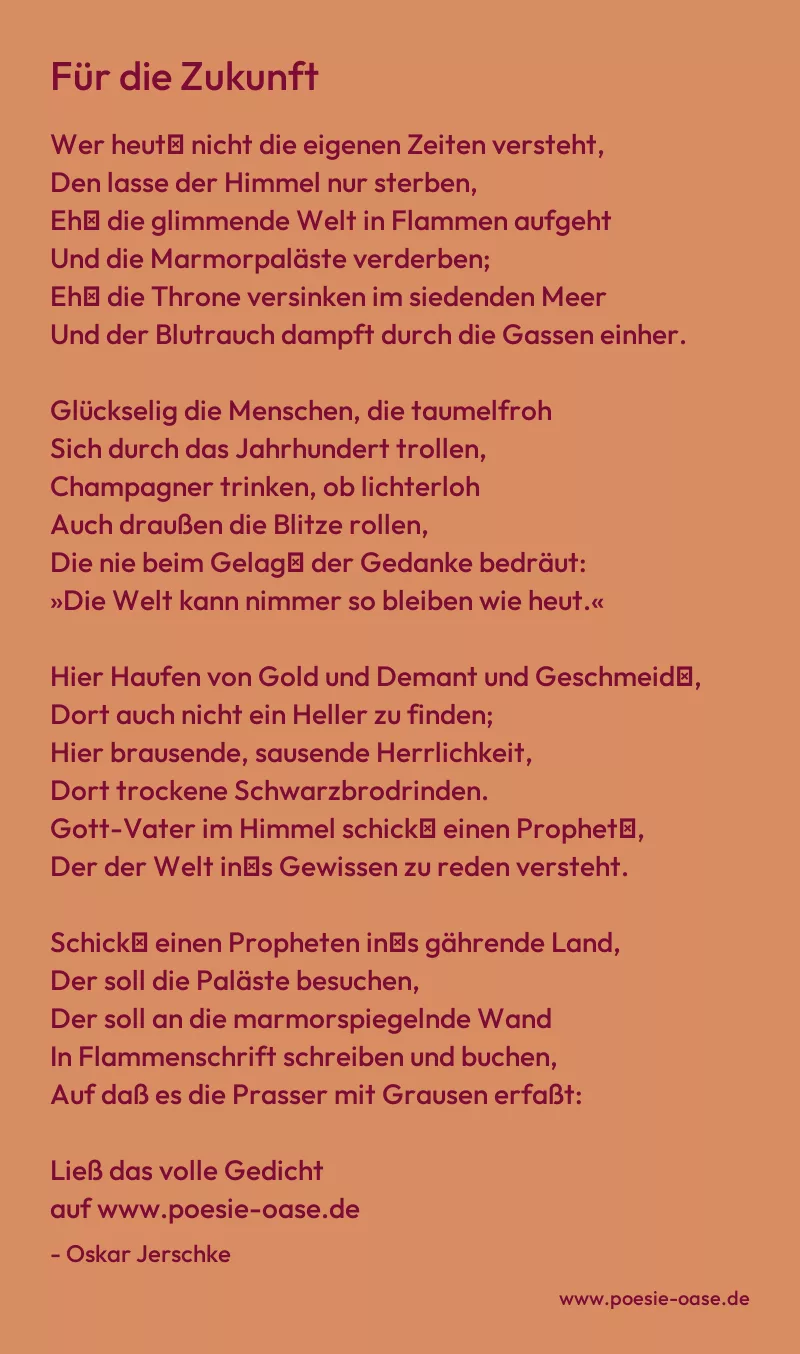 Gedicht: Für die Zukunft von Oskar Jerschke
