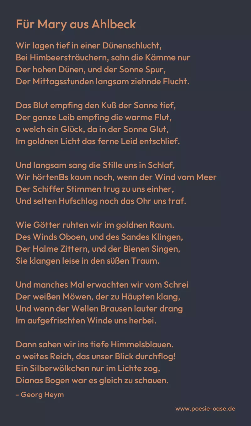 Gedicht: Für Mary aus Ahlbeck von Georg Heym