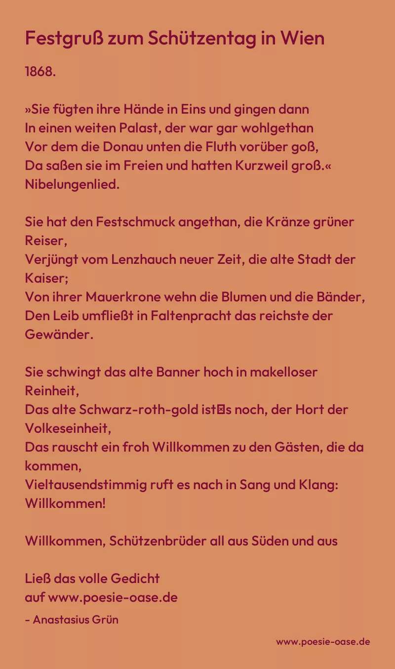 Gedicht: Festgruß zum Schützentag in Wien von Anastasius Grün