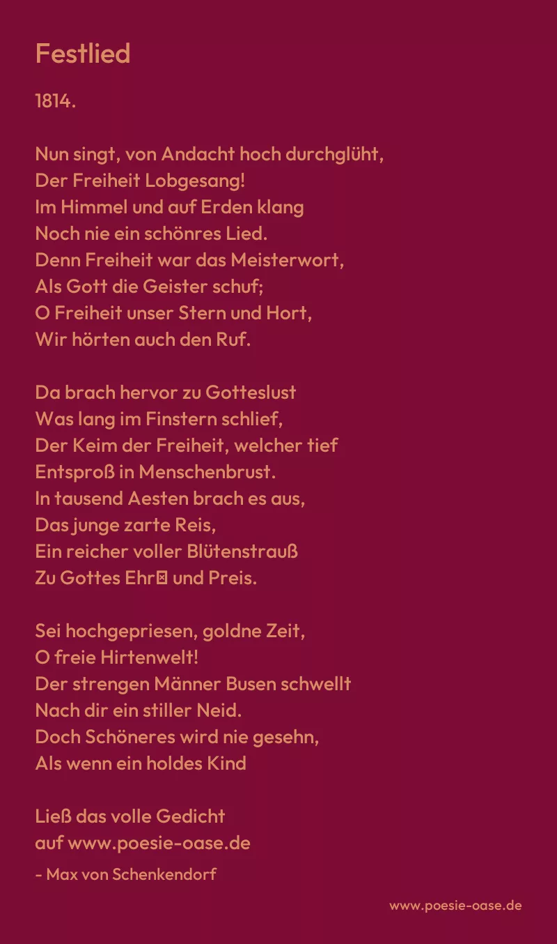 Gedicht: Festlied von Max von Schenkendorf