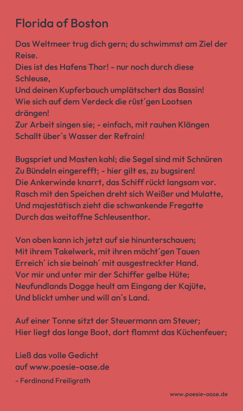 Gedicht: Florida of Boston von Ferdinand Freiligrath