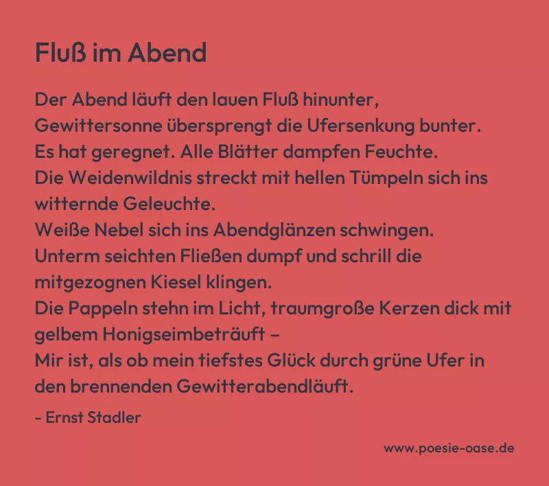 Gedicht: Fluß im Abend von Ernst Stadler