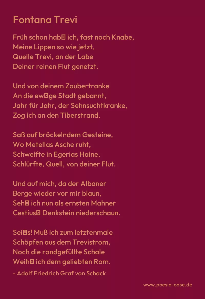 Gedicht: Fontana Trevi von Adolf Friedrich Graf von Schack