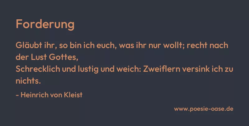 Gedicht: Forderung von Heinrich von Kleist