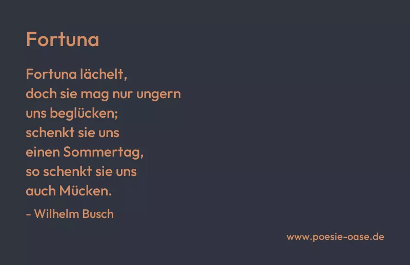 Gedicht: Fortuna von Wilhelm Busch