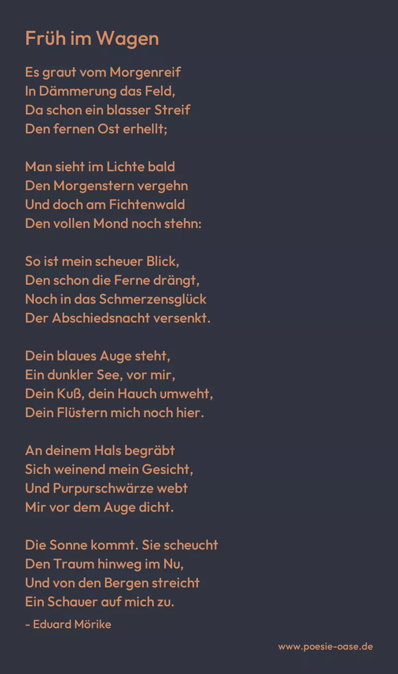 Gedicht: Früh im Wagen von Eduard Mörike