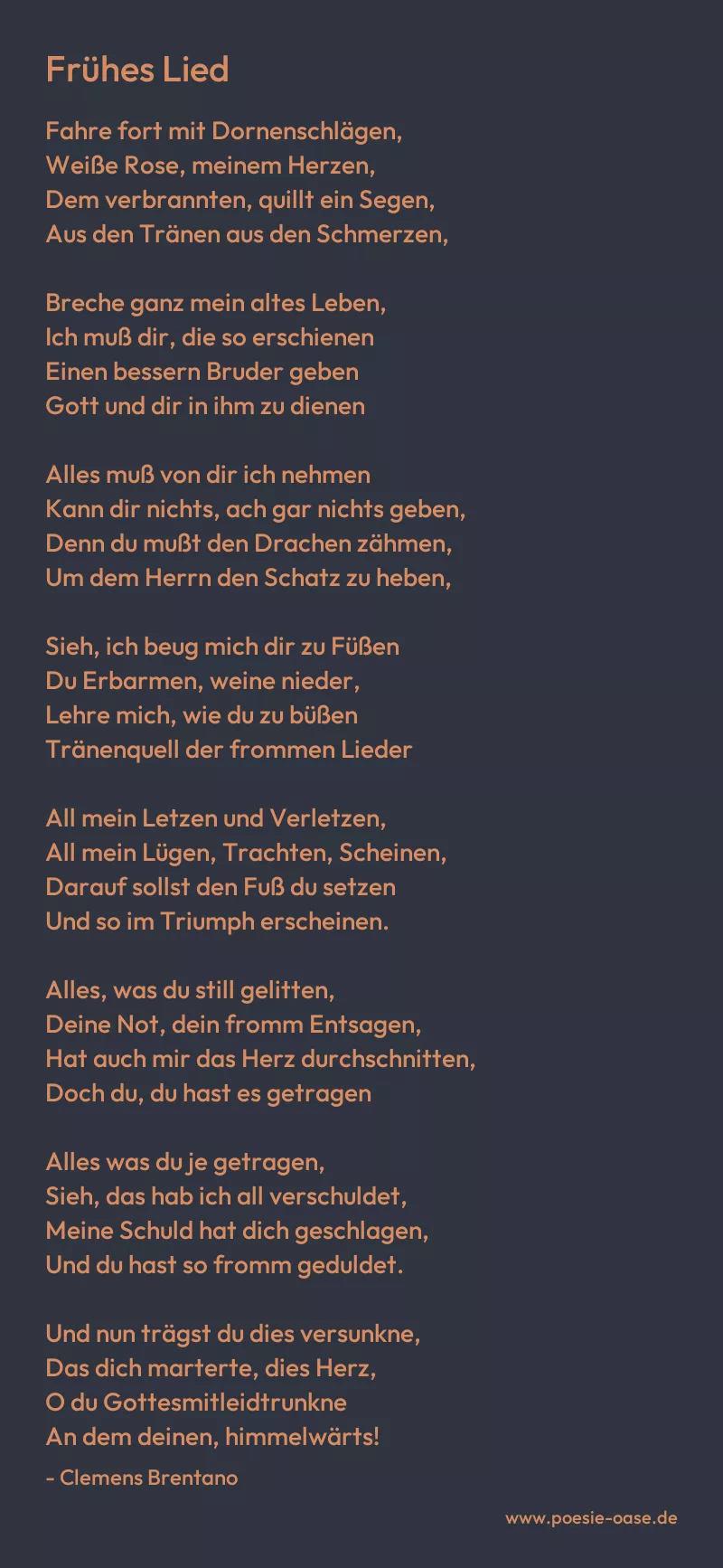 Gedicht: Frühes Lied von Clemens Brentano