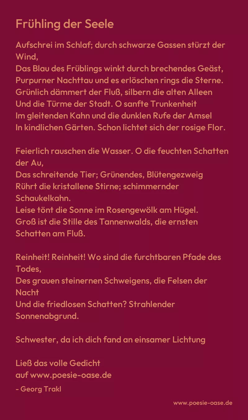 Gedicht: Frühling der Seele von Georg Trakl