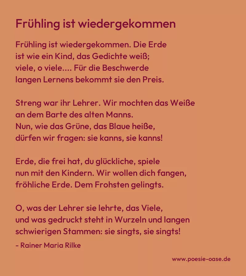 Gedicht: Frühling ist wiedergekommen von Rainer Maria Rilke