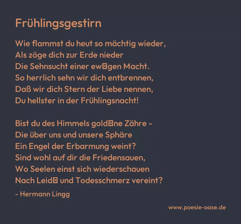 Gedicht: Frühlingsgestirn von Hermann Lingg