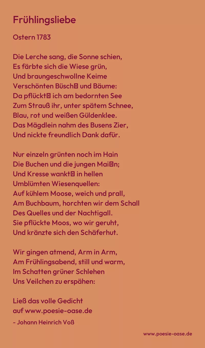 Gedicht: Frühlingsliebe von Johann Heinrich Voß