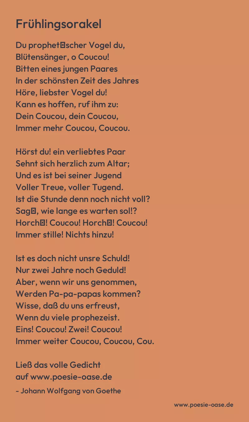 Gedicht: Frühlingsorakel von Johann Wolfgang von Goethe