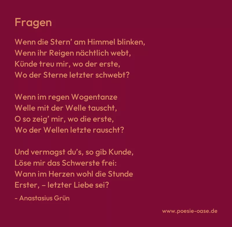 Gedicht: Fragen von Anastasius Grün