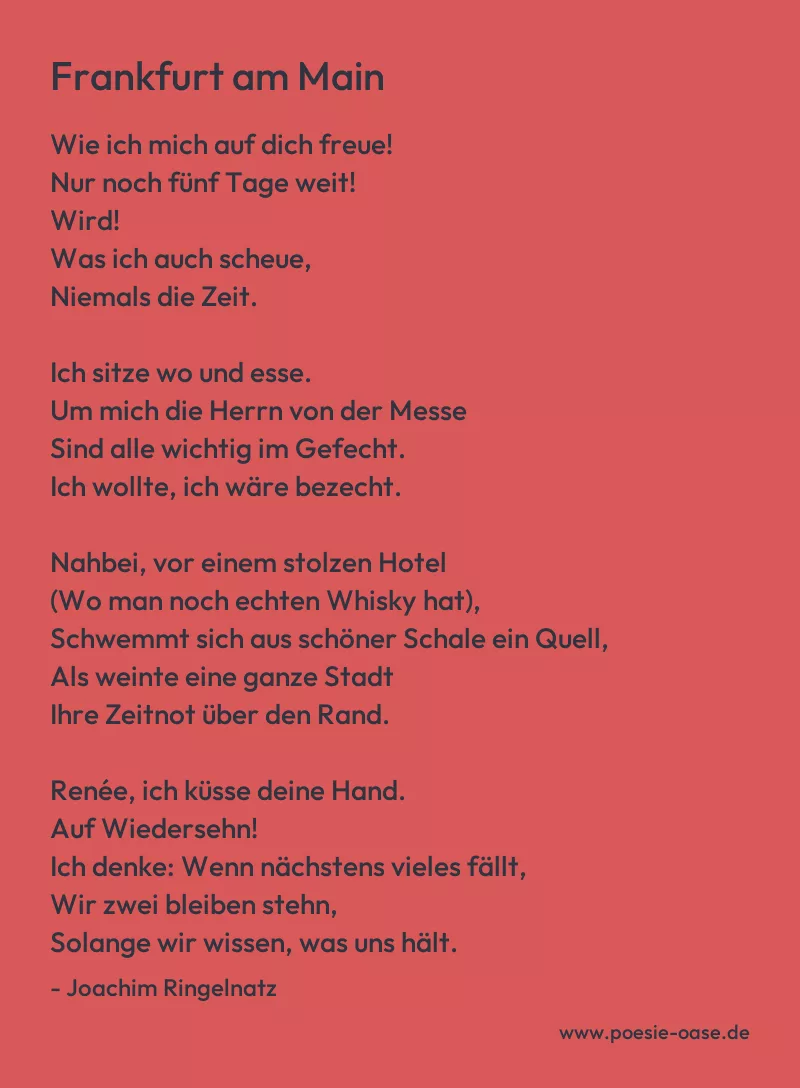 Gedicht: Frankfurt am Main von Joachim Ringelnatz
