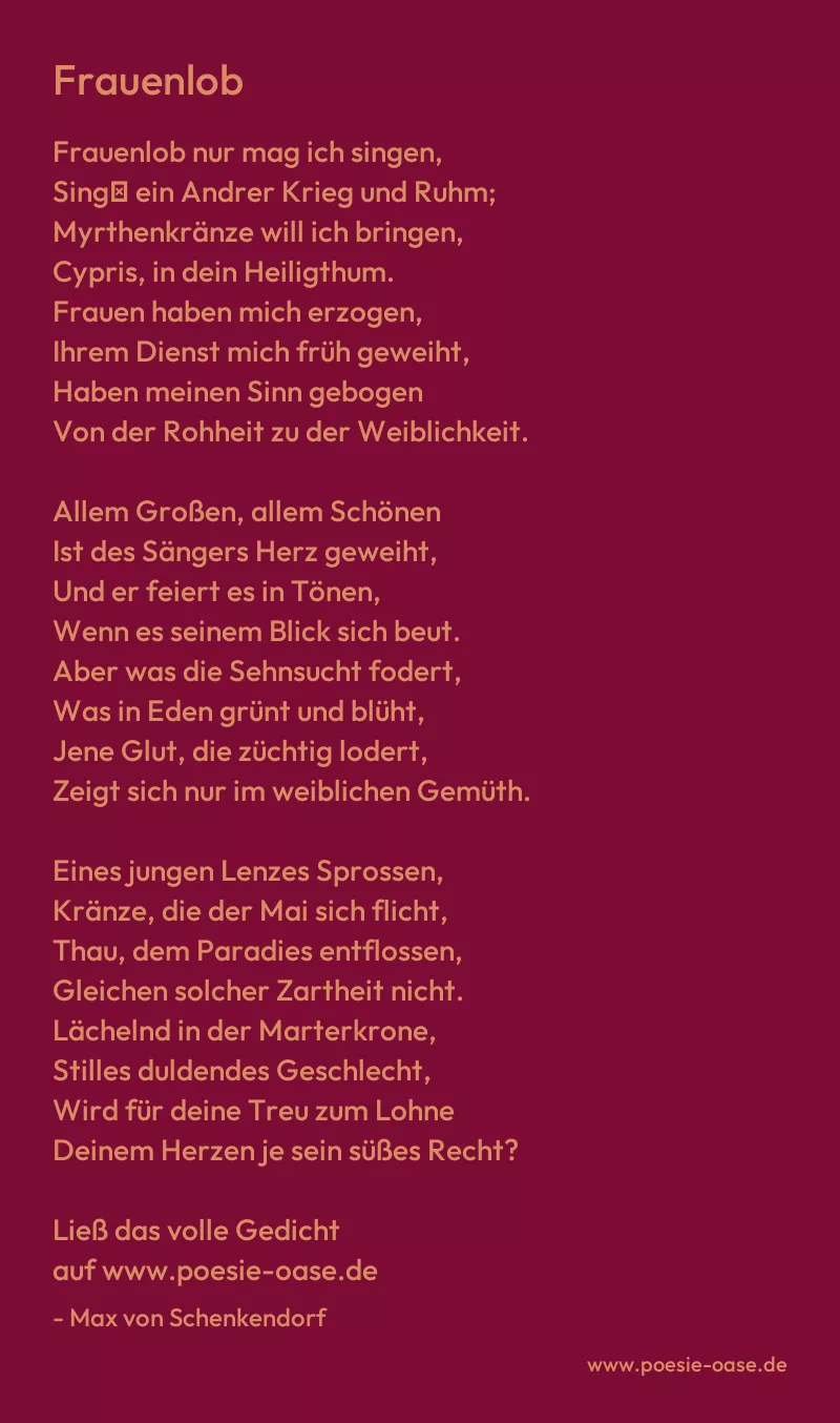 Gedicht: Frauenlob von Max von Schenkendorf