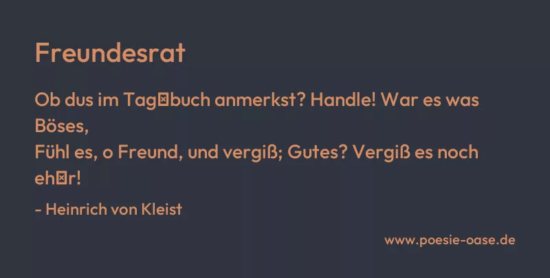 Gedicht: Freundesrat von Heinrich von Kleist
